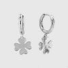 Orecchini in Argento 925 cerchietto con quadrifoglio liscio pendente