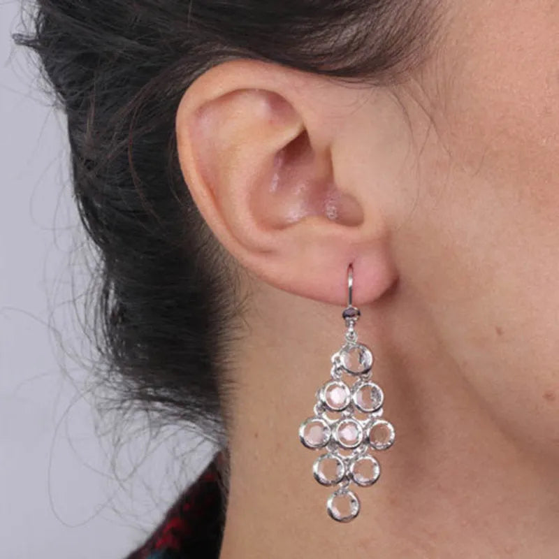 Orecchini in Argento 925 cascata a grappolo, con cristalli