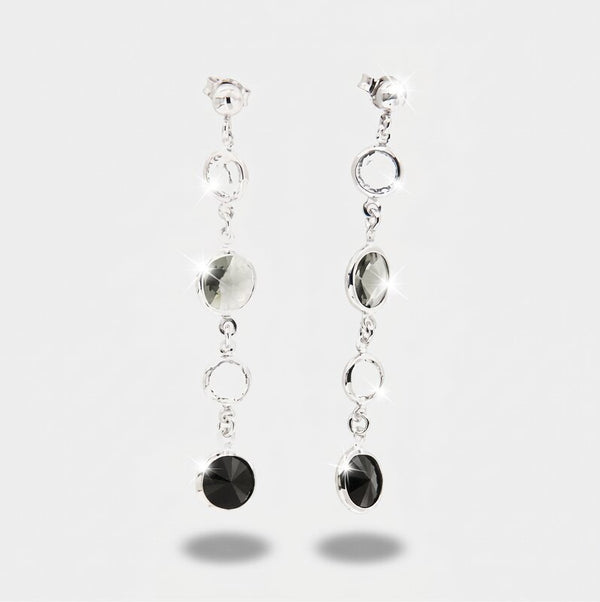 Orecchini in Argento 925 pendenti con cristalli nero e fumè - BYSIMON gioielli