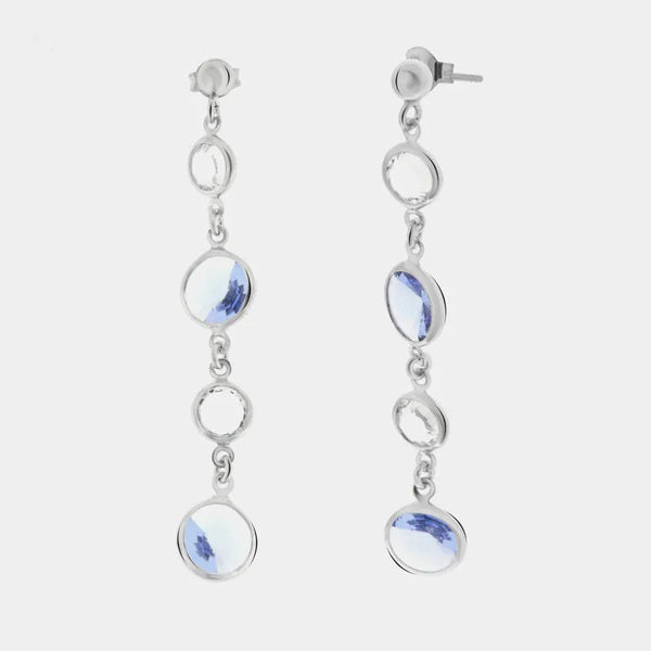 Orecchini argento 925 pendenti con cristalli bicolore - BYSIMON gioielli