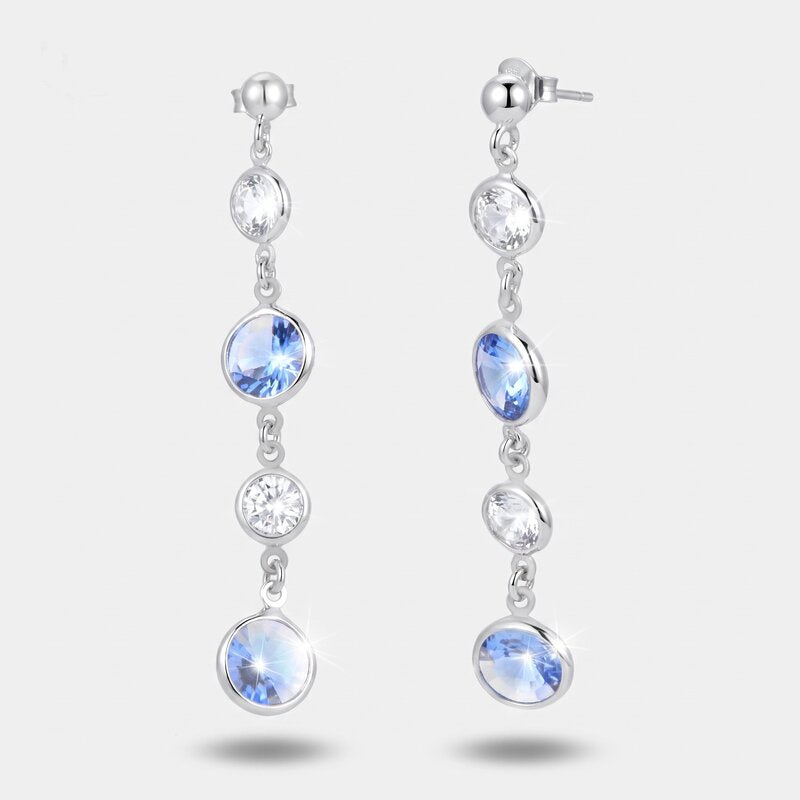 Orecchini argento 925 pendenti con cristalli bicolore - BYSIMON gioielli