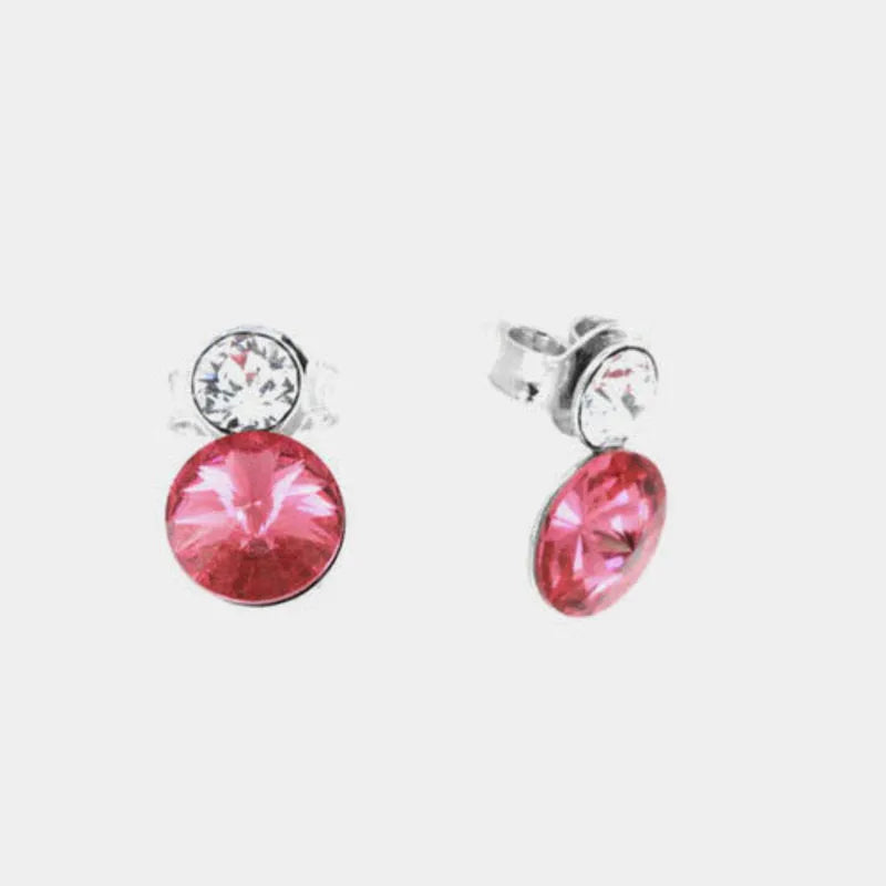 Orecchini in Argento 925 doppio punto luce pendente con cristallo rosso