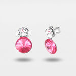 Orecchini in Argento 925  doppio punto luce pendente con cristalli rosa - BYSIMON gioielli