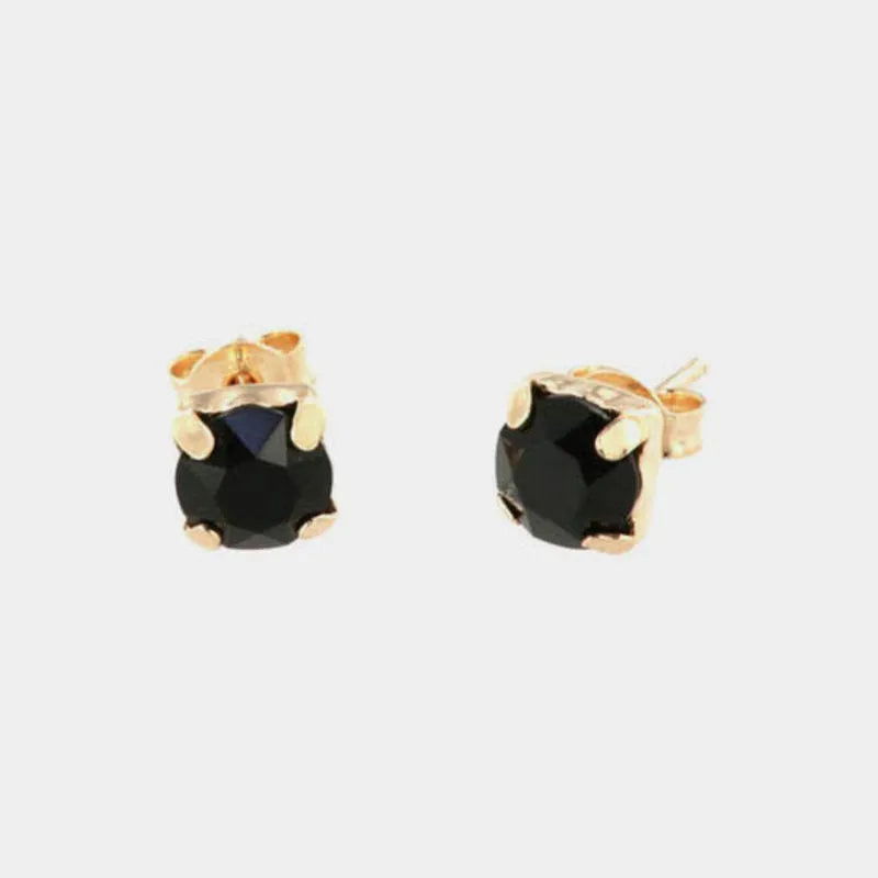 Orecchini in Argento 925 punto luce a lobo, con cristallo nero