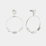 Orecchini in Argento 925 con punto luce bianco a lobo e cerchio pendente, impreziosito da serie di cristalli bianchi