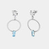Orecchini in Argento 925  a cerchio con cristalli azzurri e bianco al lobo
