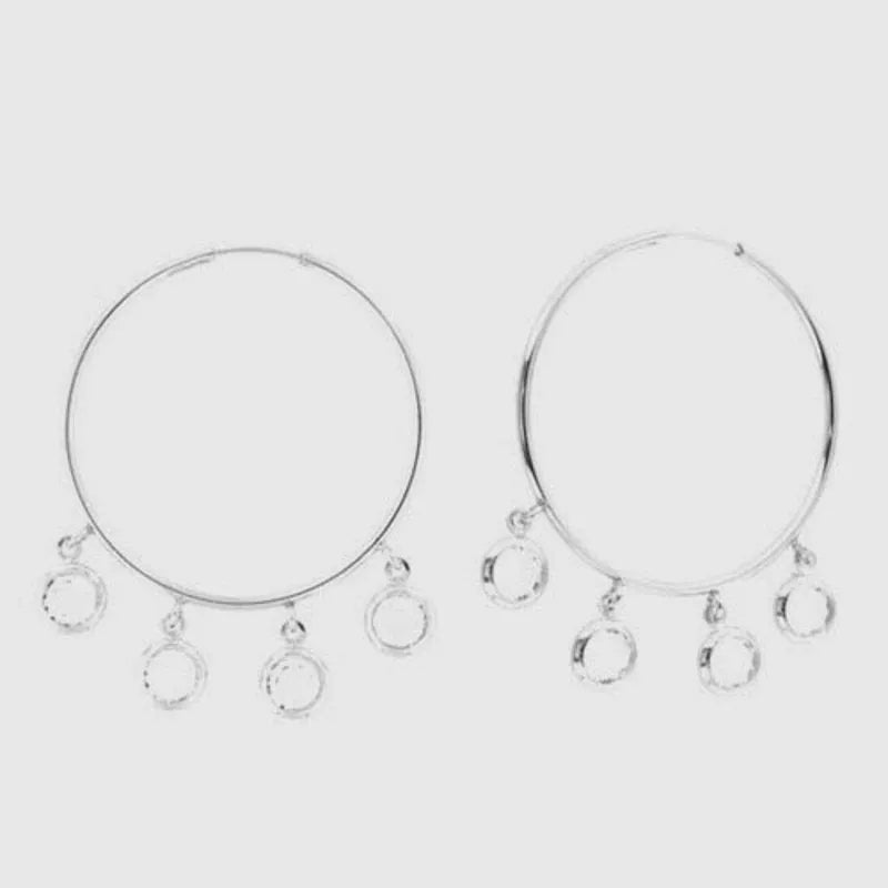 925 Silver hoop earrings with dangling white crystals