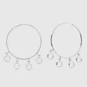 Orecchini in Argento 925  cerchio con cristalli bianchi pendenti