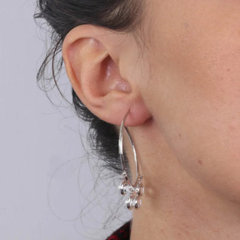 925 Silver hoop earrings with dangling white crystals
