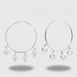 Orecchini in Argento 925  cerchio con cristalli bianchi pendenti - BYSIMON gioielli