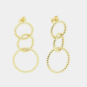 Orecchini in Argento 925 pendenti con cerchi uniti puntellati