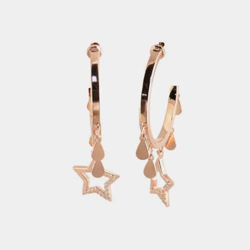 Orecchini in Argento 925 semicerchio con stelle pendenti impreziosite da zirconi bianchi