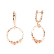 Orecchini in Argento 925 con cerchi pendenti impreziositi da intrecci di zirconi bianchi