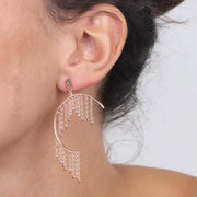 Orecchini in Argento 925 a cerchio con zirconi neri pendenti