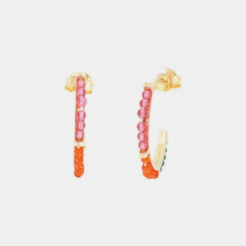 Hoop Earrings in 925 Sterling Silver, embellished with multicolor zircons