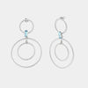 Orecchini in Argento 925 con doppi cerchi puntellati e cristallo azzurro centrale