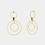 Orecchini in Argento 925 con doppi cerchi puntellati e cristallo champagne centrale