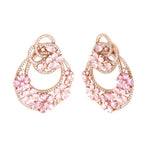Orecchini in Argento 925 a cerchio pendente con fiori di zirconi dalle sfumature rosa e bianco