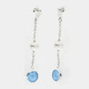 Orecchini in Argento 925 pendenti con cristallo azzurro e perla bianca centrale