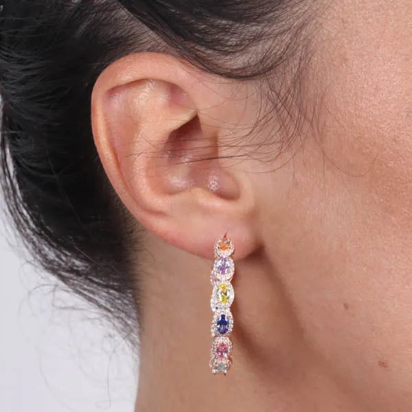 Orecchini a Cerchio in Argento 925 con Zirconi | Eleganti e Luminosi Orecchini a Cerchio in Argento 925 con Zirconi | Eleganti e Luminosi