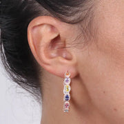 Orecchini in Argento 925 semicerchio con zirconi colorati impreziositi da punti luce bianchi