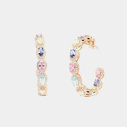 Orecchini in Argento 925 semicerchio con zirconi colorati impreziositi da punti luce bianchi