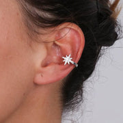 Ear Cuff in Argento con rosa dei venti a zirconi bianchi