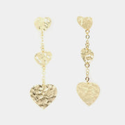 Orecchini in Argento 925 pendenti battuti, a tre cuori