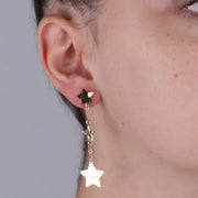 Orecchini in Argento 925 pendenti battuti, a tre stelle