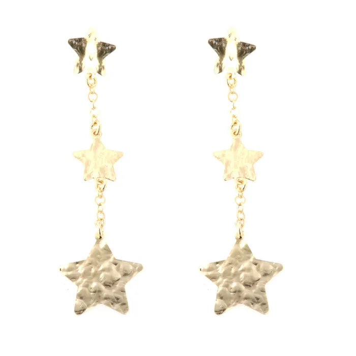 Orecchini in Argento 925 pendenti battuti, a tre stelle