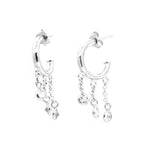Orecchini in Argento 925 cerchietti con cascatina di cristalli bianchi pendenti