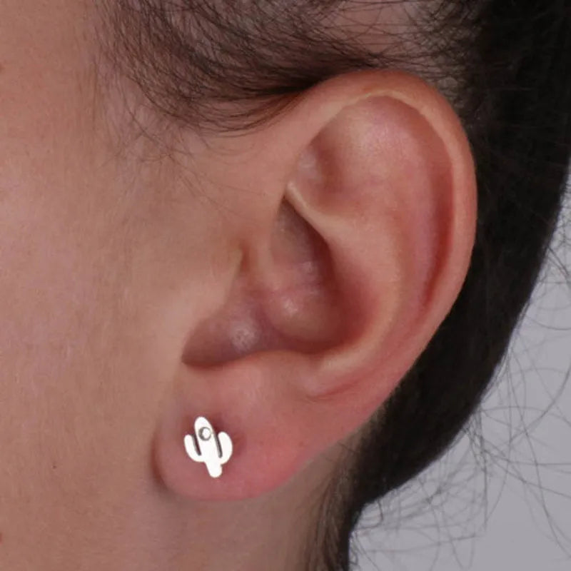 Orecchini in Argento 925 a forma di cactus con mini cristalli bianchi - BYSIMON gioielli