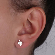 Orecchini in Argento 925 a forma di cactus con mini cristalli bianchi