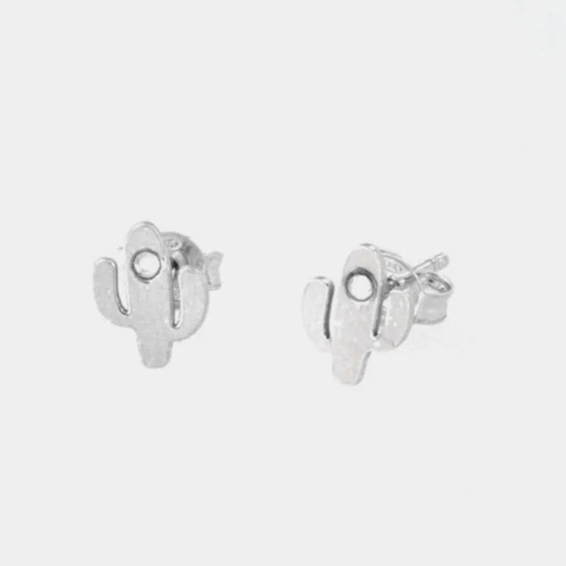 Orecchini in Argento 925 a forma di cactus con mini cristalli bianchi - BYSIMON gioielli