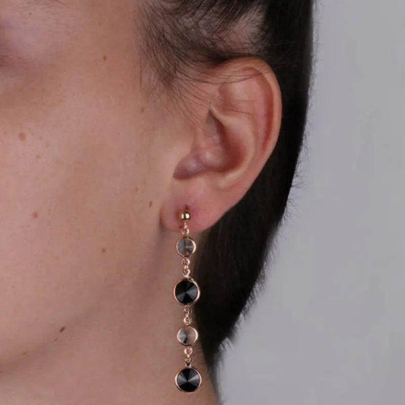 Orecchini in Argento 925 pendenti con cristalli nero e fumè