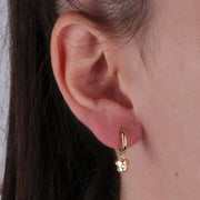 Orecchini in Argento 925 cerchietti con farfalle pendenti e zirconi bianchi