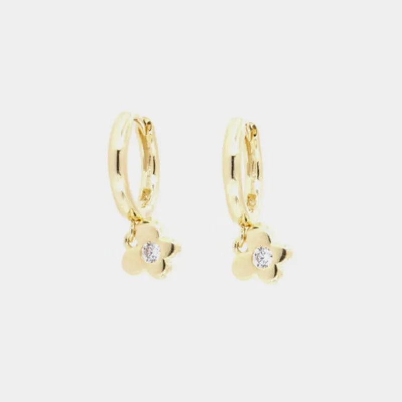 Orecchini in Argento 925 cerchietti con farfalle pendenti e zirconi bianchi