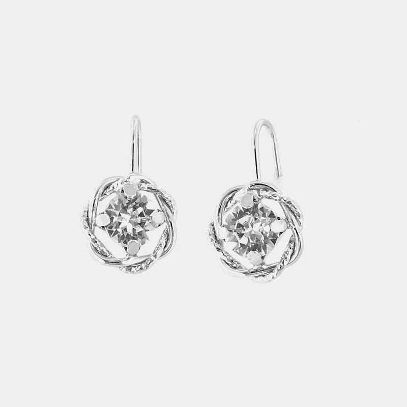 Orecchini in Argento 925 nodo con cristallo bianco centrale ed aggancio a monachina