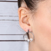 Orecchini in Argento 925 cerchio con trio di perla bianca