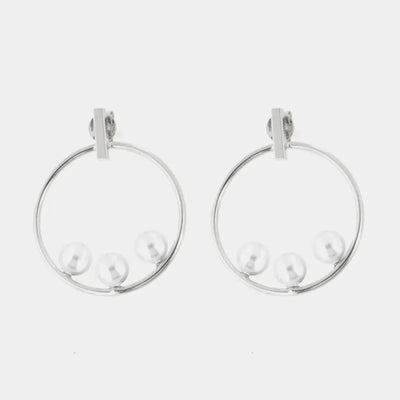 Orecchini in Argento 925 cerchio con trio di perla bianca