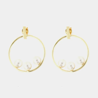 Orecchini in Argento 925 cerchio con trio di perla bianca