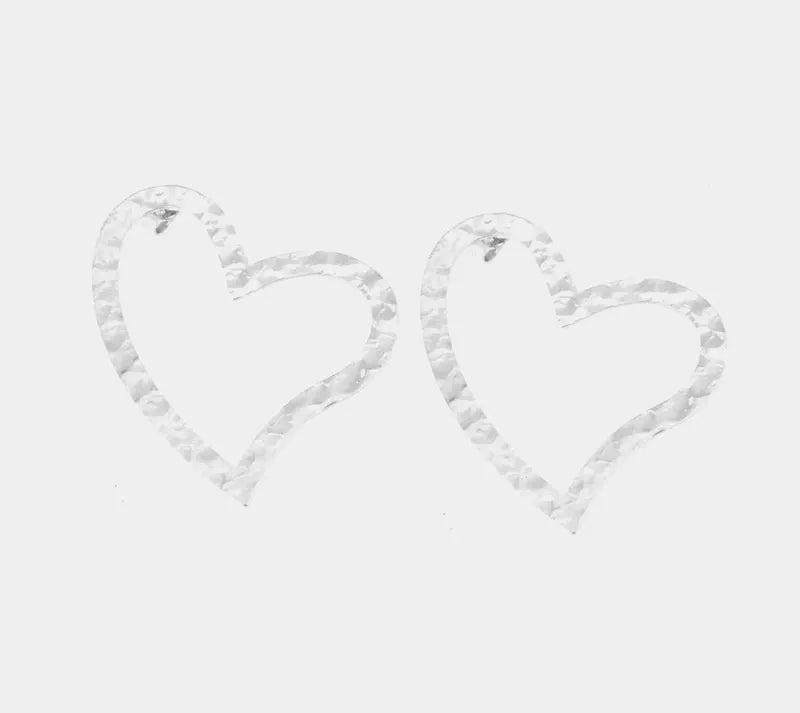Orecchini in Argento 925 a cuore, battuto
