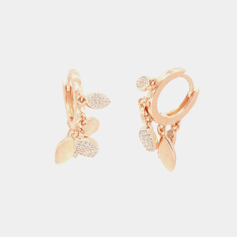925 Silver hoop earrings with pendants embellished with white zircons