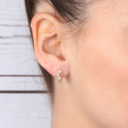 Orecchini in Argento 925  cerchio con cuori zirconati