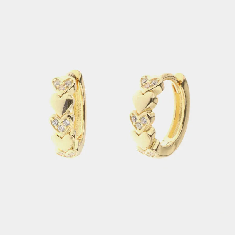 Orecchini in Argento 925  cerchio con cuori zirconati
