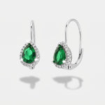 Orecchini in Argento 925 a forma di goccia con zircone verde ghiaccio e zirconi bianchi Collezione Barcellona - BYSIMON gioielli