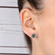 Orecchini in Argento 925 a forma di rana con zirconi verdi su base brunita