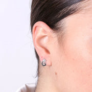 Orecchini in Argento 925 a forma di cavaluccio marino e zirconi blu