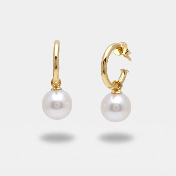 Orecchini in Argento 925 cerchietto con perla pendente - BYSIMON gioielli