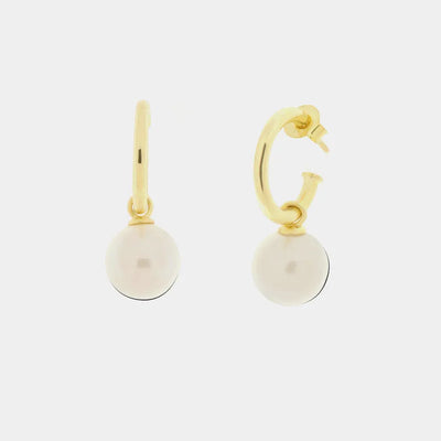 Orecchini in Argento 925 cerchietto con perla pendente - BYSIMON gioielli